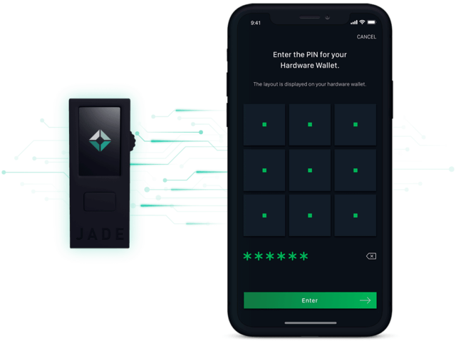 blockstream jade with mobile device